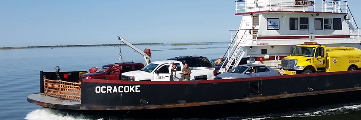 Ocracoke Island Ferry loaded with cars